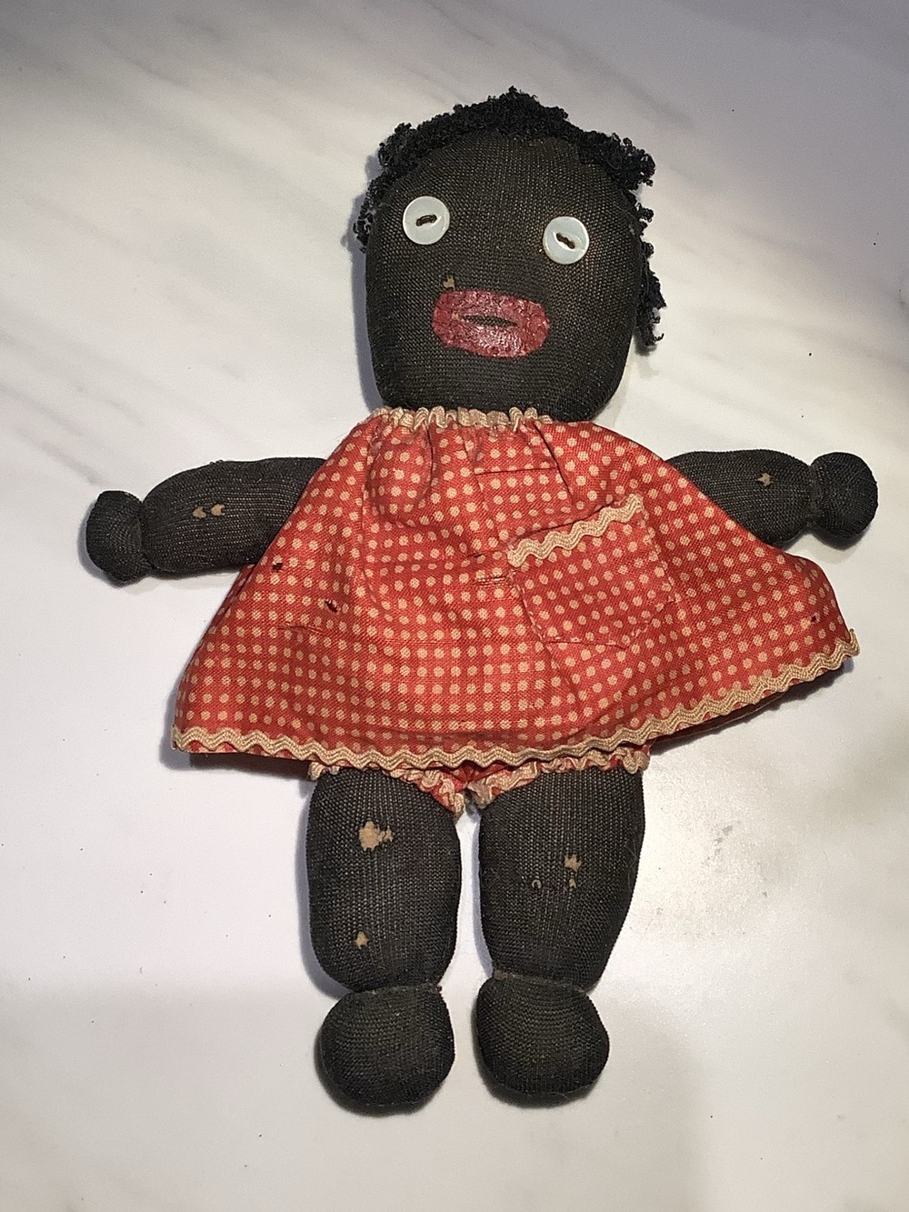 Vtg Black Americana Stuffed Nylon Body 6 3/4 in. Doll